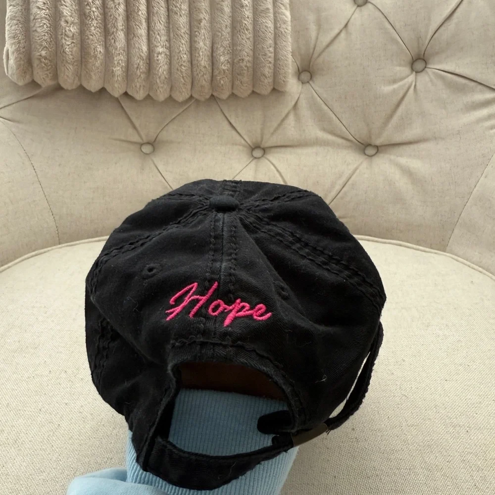 Woman’s black baseball cap- breast cancer - Picture 2 of 3